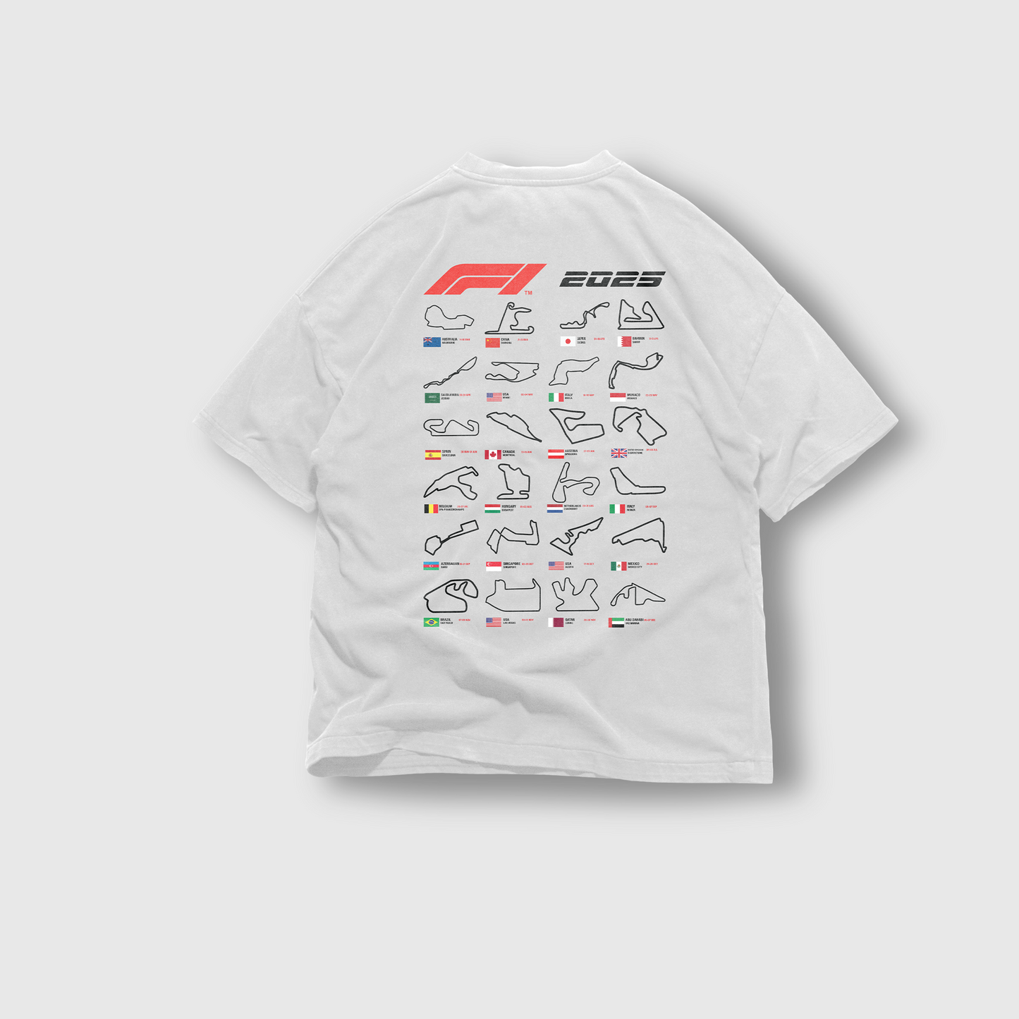 Formula One 2025 Race Calendar Tee – Track Every Win